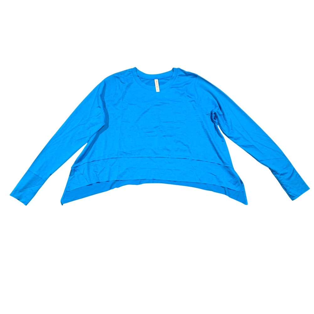 Zenana‎ Women L Electric Blue Lightweight Oversized Sharkbite Hem Top Athleisure